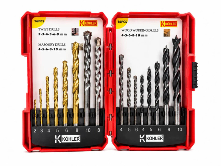 <img src="kohler-drill-set.png" alt="ست مته 16 عددی KOHLER مناسب سوراخکاری چوب، آهن و دیوار">