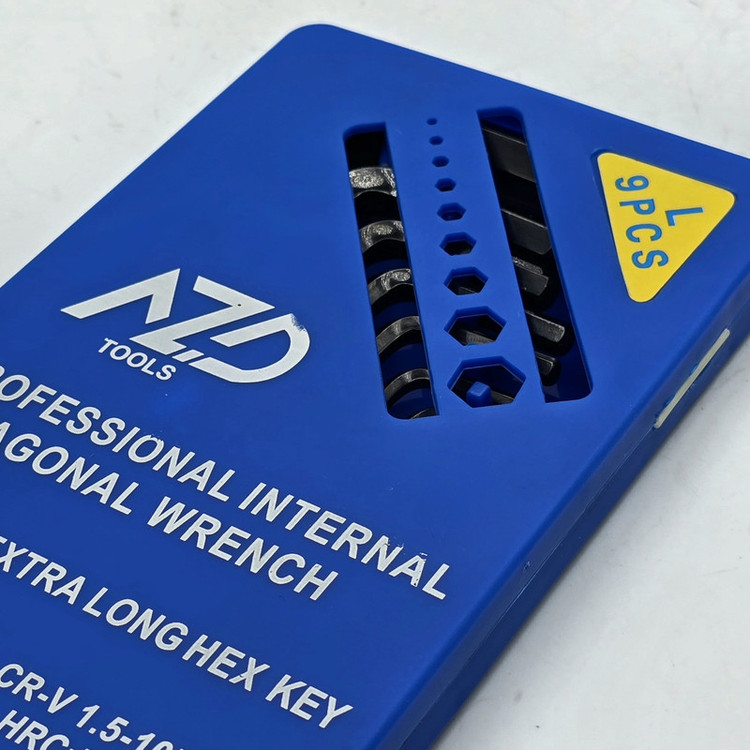 نمای نزدیک از سرهای دقیق آچار آلن AZD Tools