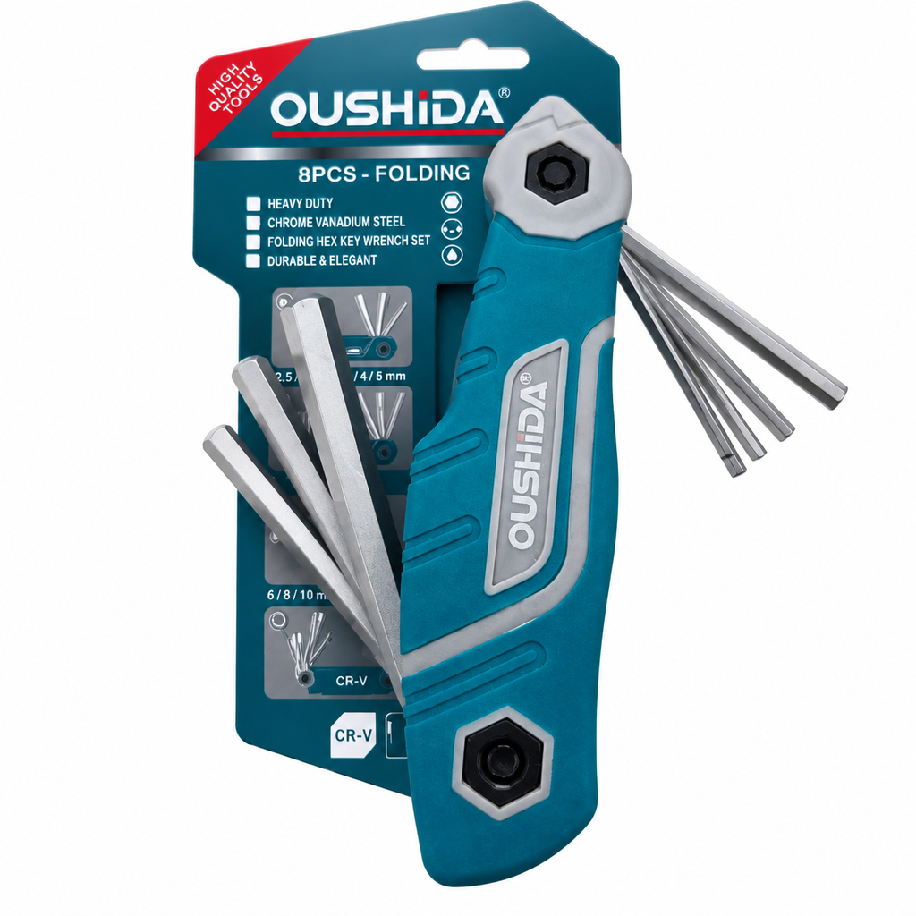 ست آچار آلن  تاشو ۸ عددی شش گوش OUSHIDA